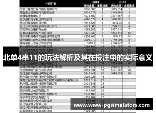 北单4串11的玩法解析及其在投注中的实际意义