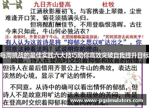 每周挑战的最佳实践六大技巧助你高效突破自我提升目标